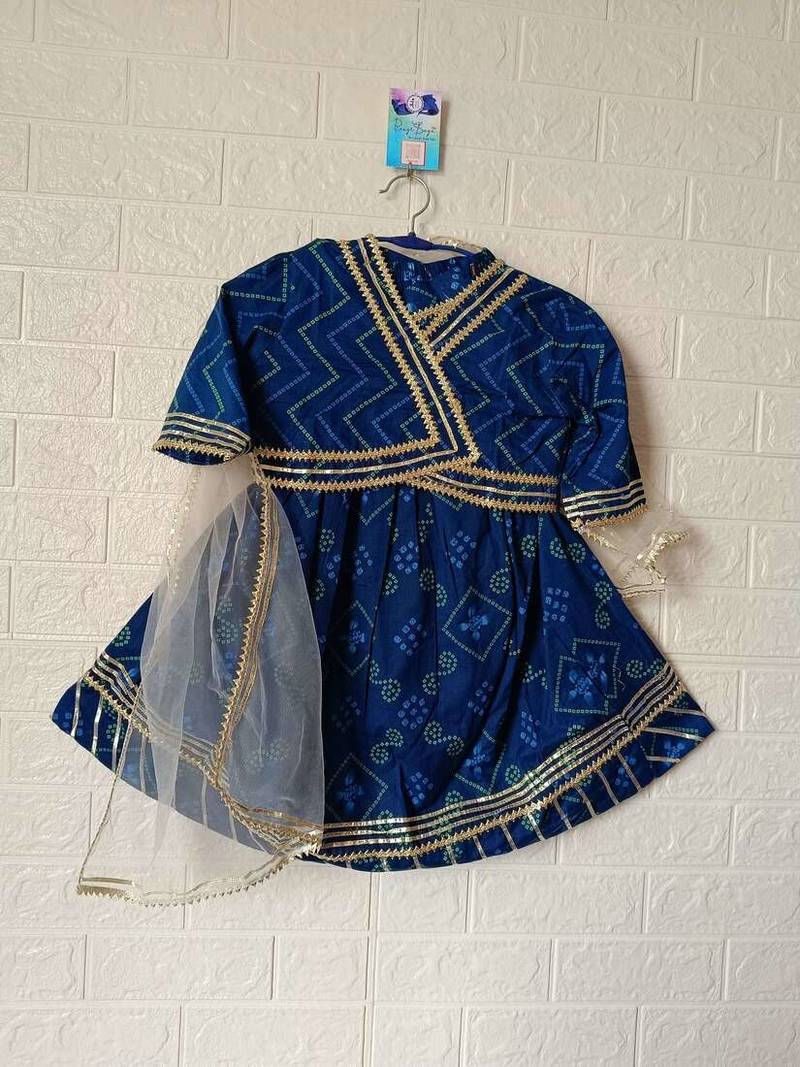 Blue bandhej lehenga choli
