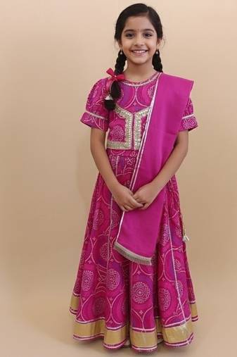 Pink bandhej lehenga choli