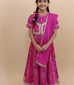 Pink bandhej lehenga choli