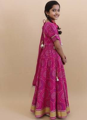 Pink bandhej lehenga choli 2