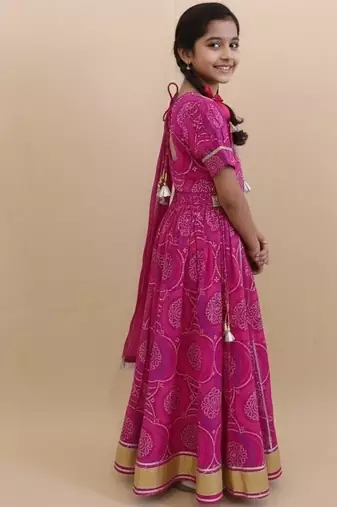 Pink bandhej lehenga choli