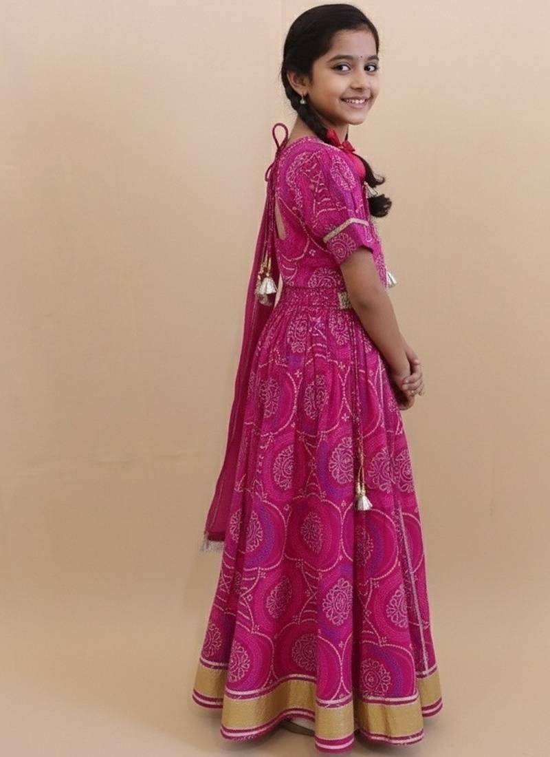 Pink bandhej lehenga choli