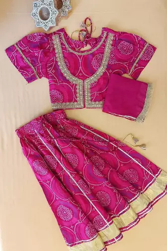 Pink bandhej lehenga choli
