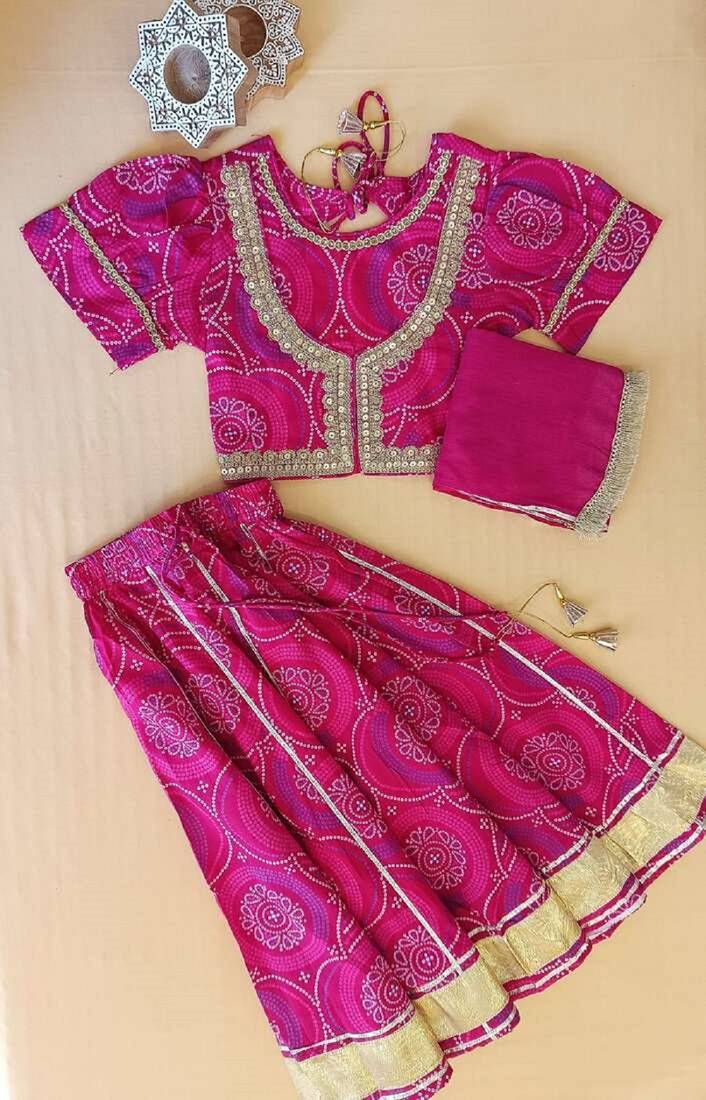 Pink bandhej lehenga choli