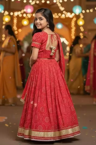 Purple bandhej lehenga