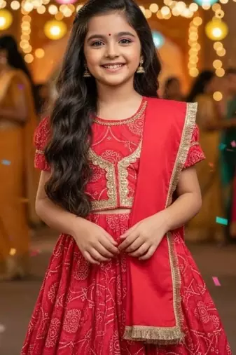 Purple bandhej lehenga