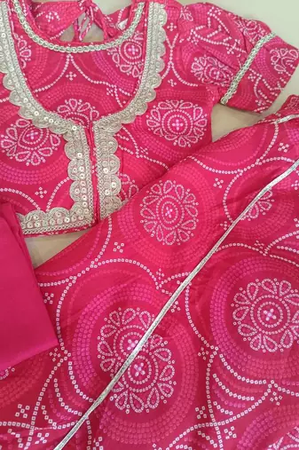 Purple bandhej lehenga