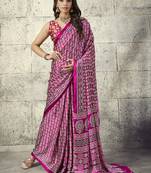 Magenta satin ajrakh printed casual wear saree