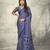 Navy blue modal satin ajrakh printed casual wear saree
