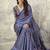 Navy blue modal satin ajrakh printed casual wear saree