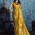 Golden pure satin with handloom weaving silk blend saree festival wear saree