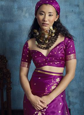 Magenta pure satin with handloom weaving silk blend saree festival wear saree 4