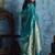 Teal blue pure satin with handloom weaving silk blend saree festival wear saree