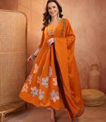  women floral printed regular  cotton kurta with trousers & with dupatta