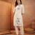  women floral embroidered regular thread work  cotton kurta with trousers & with dupatta