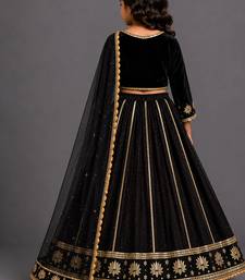Black gold embroidered cotton silk lehenga set