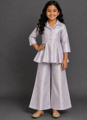 Lavender grey brocade co ord set 1