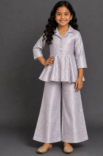 Lavender grey brocade co ord set