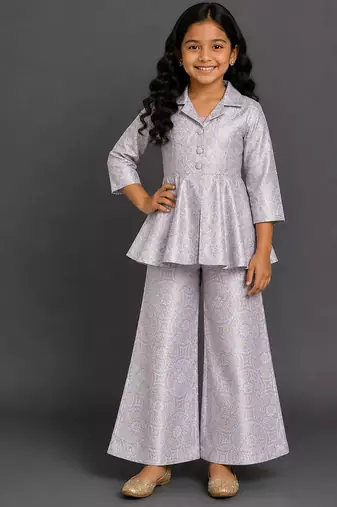 Lavender grey brocade co ord set