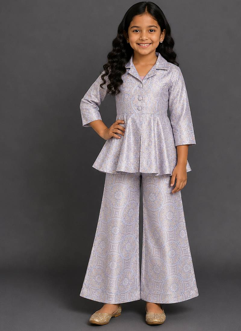 Lavender grey brocade co ord set