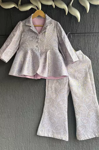 Lavender grey brocade co ord set