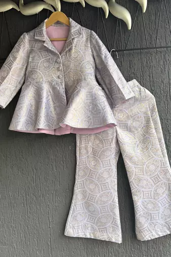 Lavender grey brocade co ord set