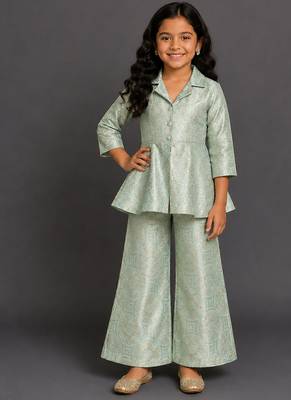 Sage green brocade co ord set 1