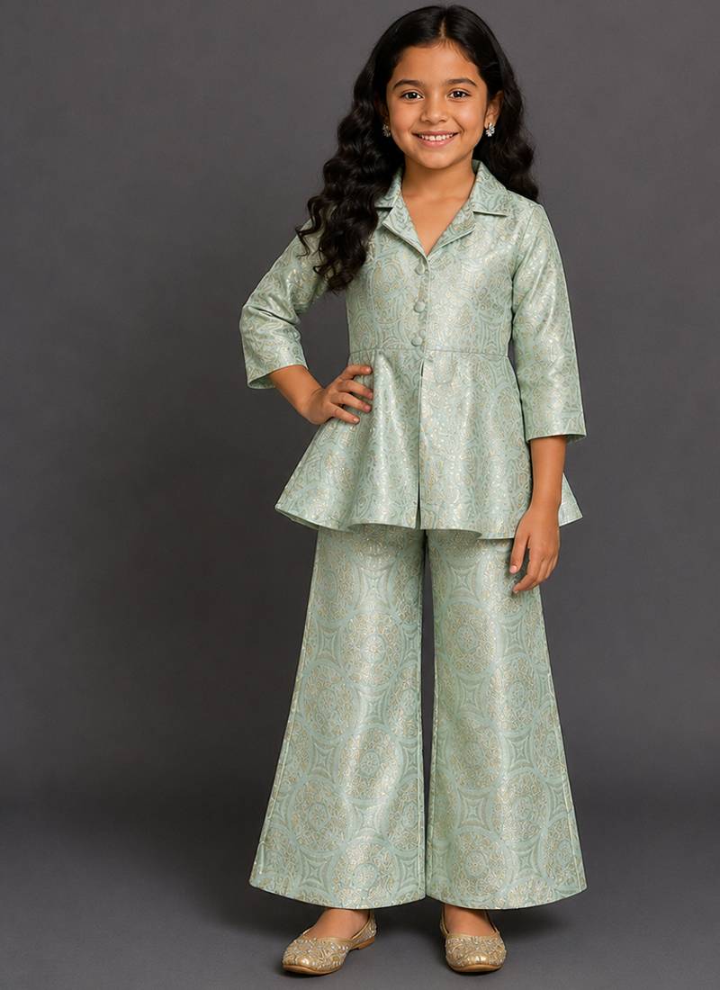 Sage green brocade co ord set