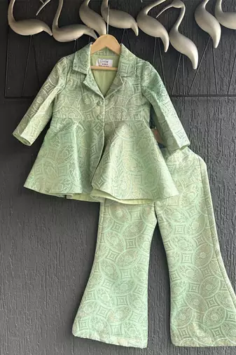 Pastel green brocade co ord set
