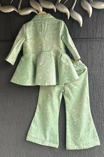 Pastel green brocade co ord set