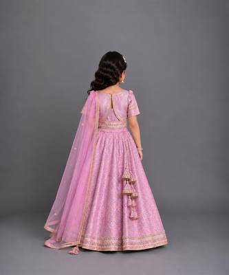 Lavendar embroidered brocade lehenga set 2