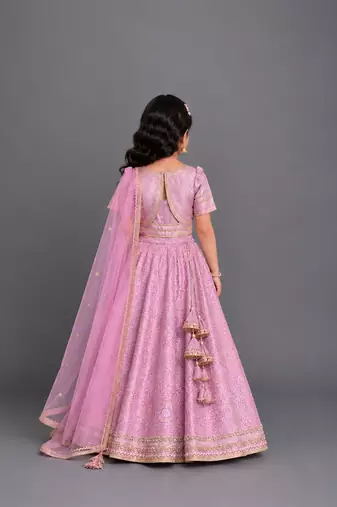 Lavendar embroidered brocade lehenga set