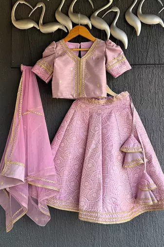 Lavendar embroidered brocade lehenga set