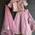 Lilac pink embroidered brocade lehenga set