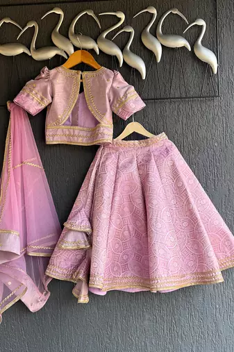 Lavendar embroidered brocade lehenga set