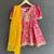 Magenta pink yellow embroidered chanderi kurta set