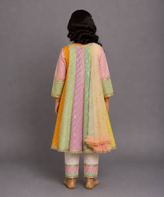 Multicolor cotton silk anarkali kurta set 2