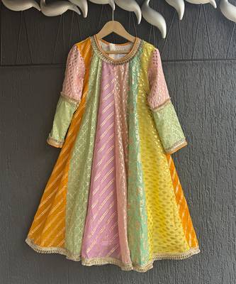 Multicolor cotton silk anarkali kurta set 3