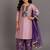 Lilac purple embroidered cotton silk kurta set
