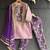 Lilac purple embroidered cotton silk kurta set