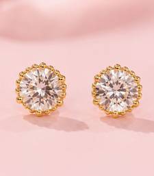 Celeste Halo Solitaire Stud Earrings | Gold-Plated CZ Studs