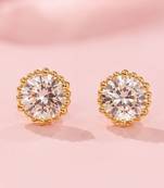 Celeste Halo Solitaire Stud Earrings | Gold-Plated CZ Studs