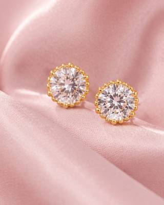 Celeste Halo Solitaire Stud Earrings | Gold-Plated CZ Studs 3