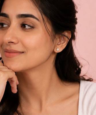 Celeste Halo Solitaire Stud Earrings | Gold-Plated CZ Studs 5