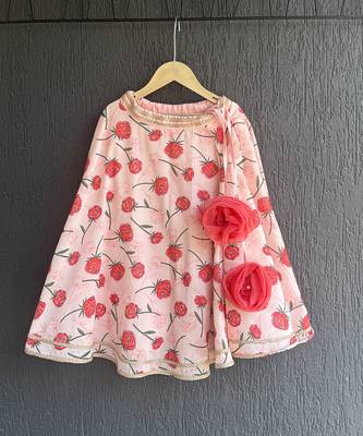 Pink printed chanderi lehenga set 3