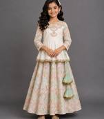 Off white embroidered cotton silk kurti lehenga set