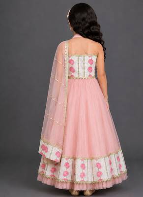 blue pink printed cotton silk lehenga set 2