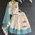 Off white blue printed cotton silk lehenga set