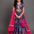 Navy blue printed cotton silk lehenga set