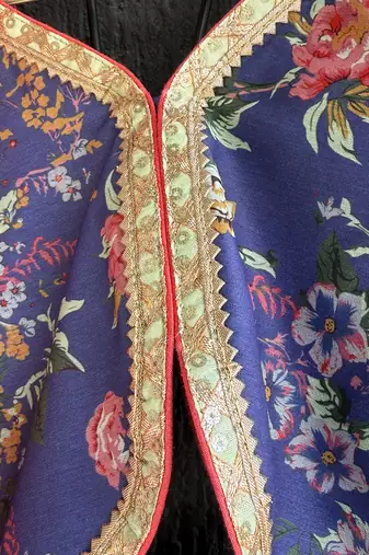 Navy blue printed cotton silk lehenga set